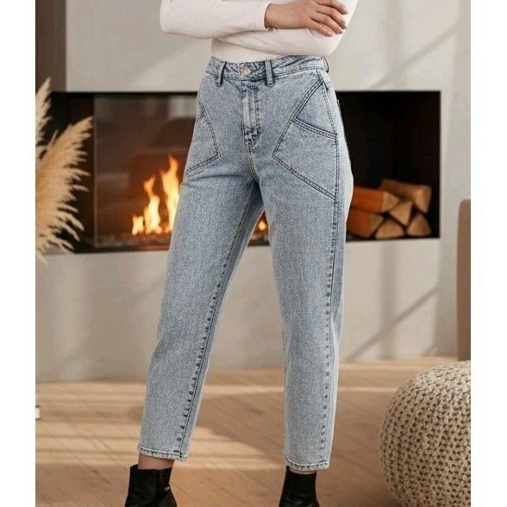 G by Giuliana Jeans Womens 2 Light Wash Acid New Paneled High Rise Tapered Leg